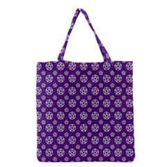 White Pentacle And Purple Pattern Grocery Tote Bag by cheekywitch