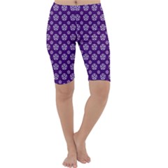 White Pentacle And Purple Pattern Cropped Leggings  by cheekywitch