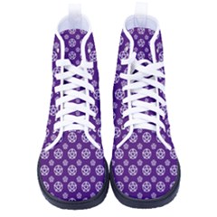 White Pentacle And Purple Pattern Kid s High-top Canvas Sneakers by cheekywitch