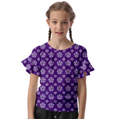 White Pentacle And Purple Pattern Kids  Cut Out Flutter Sleeves by cheekywitch