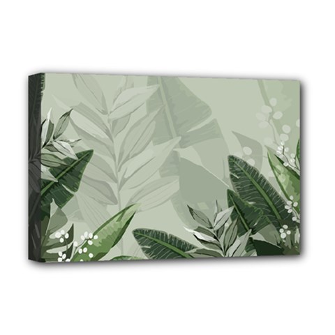 Banana Leaf Plant Pattern Deluxe Canvas 18  X 12  (stretched) by anzea