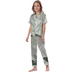 Banana Leaf Plant Pattern Kids  Satin Short Sleeve Pajamas Set by anzea