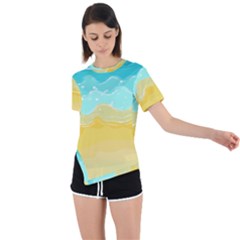 Abstract Background Beach Coast Asymmetrical Short Sleeve Sports T-shirt by anzea