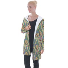 Tribal Background Boho Batik Longline Hooded Cardigan by anzea