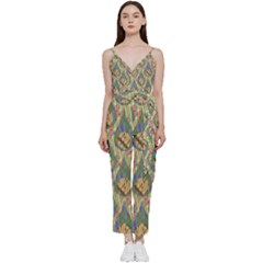 Tribal Background Boho Batik V-neck Camisole Jumpsuit by anzea