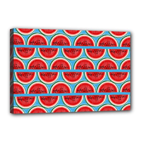 Illustrations Watermelon Texture Pattern Canvas 18  X 12  (stretched) by anzea