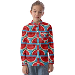 Illustrations Watermelon Texture Pattern Kids  Long Sleeve Shirt by anzea