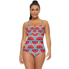 Illustrations Watermelon Texture Pattern Retro Full Coverage Swimsuit by anzea