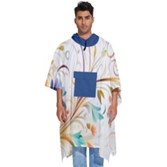 Flower Blau Men s Hooded Rain Ponchos by 2607694c