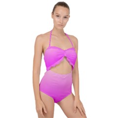 Gradient Pink - Pastel Yellow Pink Rosa Scallop Top Cut Out Swimsuit by 2607694c