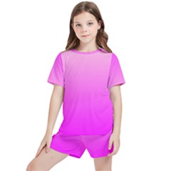 Gradient Pink - Pastel Yellow Pink Rosa Kids  T-shirt And Sports Shorts Set by 2607694c