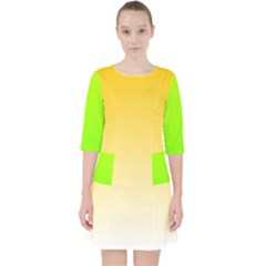 Gradient  Green, Yellow Quarter Sleeve Pocket Dress by 2607694c