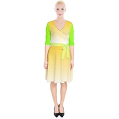 Gradient  Green, Yellow Wrap Up Cocktail Dress by 2607694c