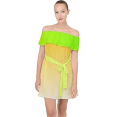 Gradient  Green, Yellow Off Shoulder Chiffon Dress by 2607694c