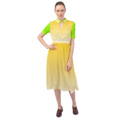 Gradient  Green, Yellow Keyhole Neckline Chiffon Dress by 2607694c