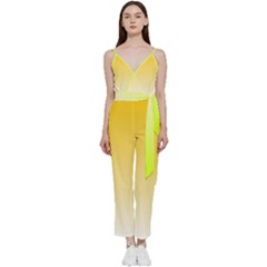 Gradient  Green, Yellow V-neck Camisole Jumpsuit by 2607694c