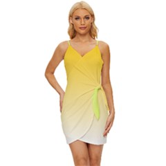 Gradient  Green, Yellow Wrap Tie Front Dress by 2607694c