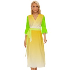 Gradient  Green, Yellow Midsummer Wrap Dress by 2607694c