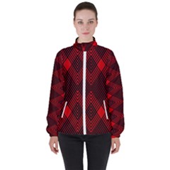 Muster Rot Schwarz Women s High Neck Windbreaker by 2607694c