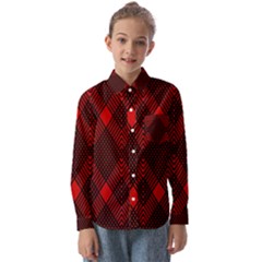 Pattern Red Black, Kids  Long Sleeve Shirt by 2607694c