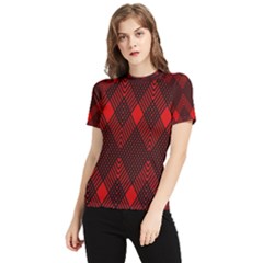 Pattern Red Black, Women s Short Sleeve Rash Guard by 2607694c