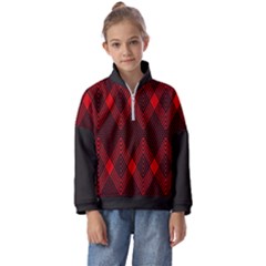 Pattern, Red, Black,  Kids  Half Zip Hoodie by 2607694c