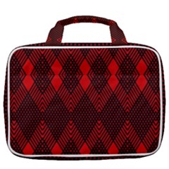 Pattern, Red, Black,  Travel Toiletry Bag With Hanging Hook by 2607694c