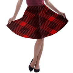 Pattern Rot Schwarz A-line Skater Skirt by dedoma