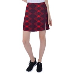 Pattern Rot Schwarz Tennis Skirt by dedoma