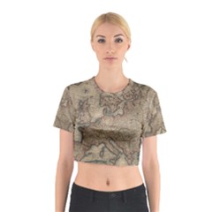 Old Vintage Classic Map Of Europe Cotton Crop Top by Paksenen