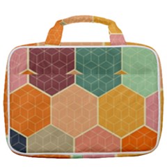 Abstract Hex Hexagon Grid Pattern Honeycomb Travel Toiletry Bag With Hanging Hook by Proyonanggan