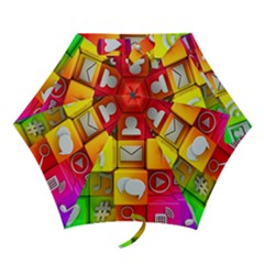 Colorful 3d Social Media Mini Folding Umbrellas by Ket1n9