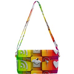 Colorful 3d Social Media Removable Strap Clutch Bag by Ket1n9