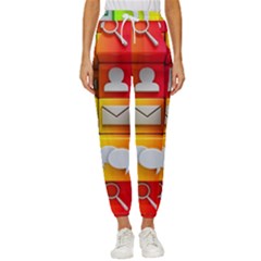 Colorful 3d Social Media Women s Cropped Drawstring Pants by Ket1n9