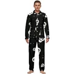 Skull Pattern Men s Long Sleeve Velvet Pocket Pajamas Set by Ket1n9