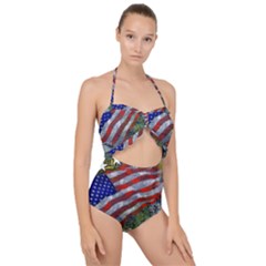 Usa United States Of America Images Independence Day Scallop Top Cut Out Swimsuit by Ket1n9