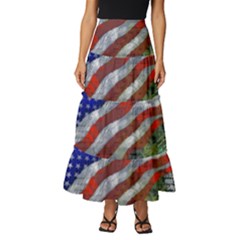 Usa United States Of America Images Independence Day Tiered Ruffle Maxi Skirt by Ket1n9