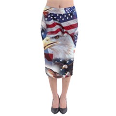 United States Of America Images Independence Day Midi Pencil Skirt by Ket1n9