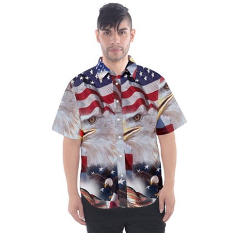 United States Of America Images Independence Day Men s Short Sleeve Shirt by Ket1n9