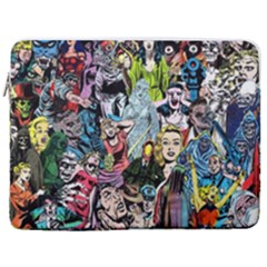 Vintage Horror Collage Pattern 17  Vertical Laptop Sleeve Case With Pocket by Ket1n9