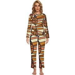 Autumn Leaf Mosaic Seamless Womens  Long Sleeve Lightweight Pajamas Set by Hannah976