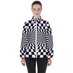 Optical-illusion-chessboard-tunnel Women s High Neck Windbreaker by Bedest