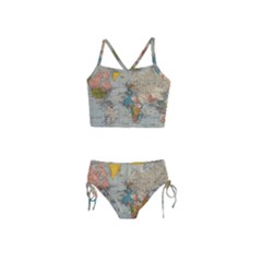 Vintage World Map Girls  Tankini Swimsuit by Loisa77