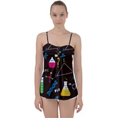 Science Lesson Flat Vector Seamless Pattern Babydoll Tankini Top by Loisa77