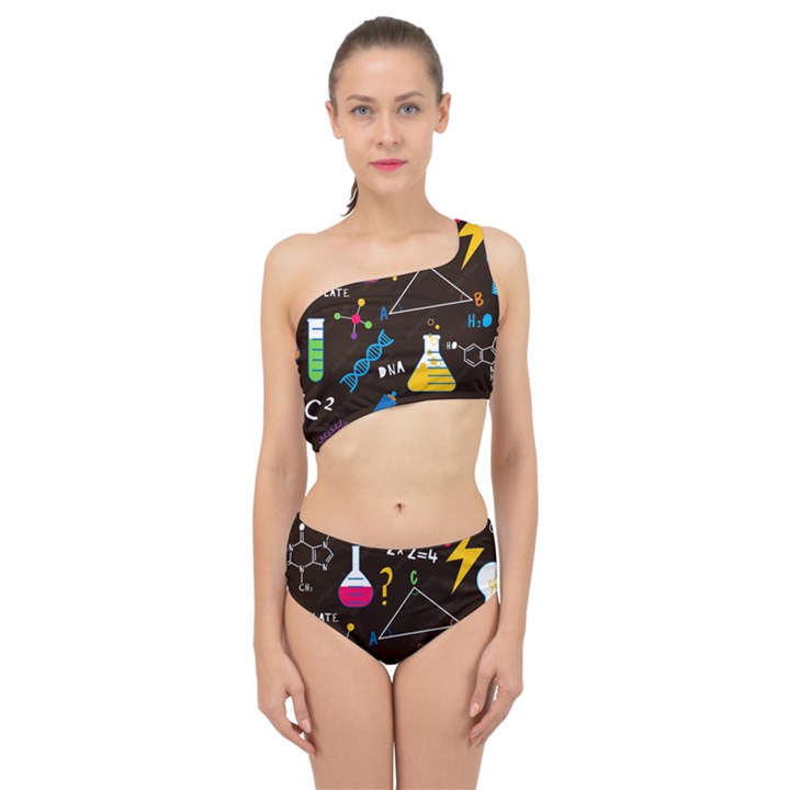 Science Lesson Flat Vector Seamless Pattern Spliced Up Two Piece Swimsuit