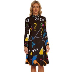 Science Lesson Flat Vector Seamless Pattern Long Sleeve Shirt Collar A-line Dress by Loisa77