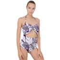 Abstract Art Tropical Leaves Scallop Top Cut Out Swimsuit View1