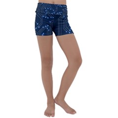 Seamless Pattern Of Glowing Circuit Board Neon Technology Kids  Lightweight Velour Yoga Shorts by Loisa77