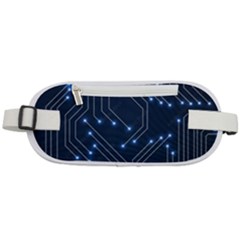 Seamless Pattern Of Glowing Circuit Board Neon Technology Rounded Waist Pouch by Loisa77