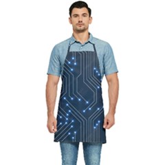 Seamless Pattern Of Glowing Circuit Board Neon Technology Kitchen Apron by Loisa77